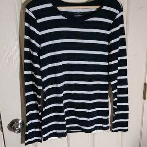 Old Navy Black and White Striped Tee